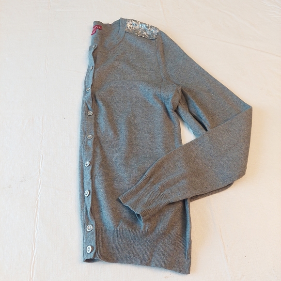 Merona Sequined Grey Button Front Cardigan Sweater Y2K Going Out Layering Size S - Picture 10 of 10